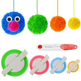 Pom pom Maker, 4 Sizes Pom-pom Maker Fluff Ball Weaver Needle Craft DIY Wool Knitting Craft Tool Set for Kids and Adult + 1PC Scissors