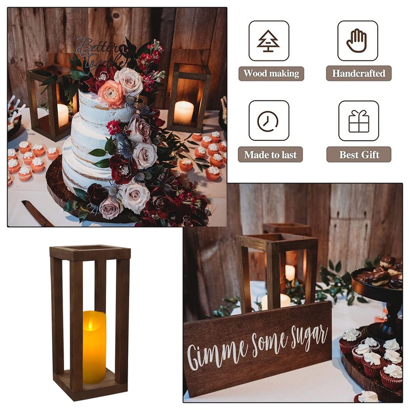 2 Sets 12" Rustic Wedding Table Decoration Farmhouse Decor Wooden