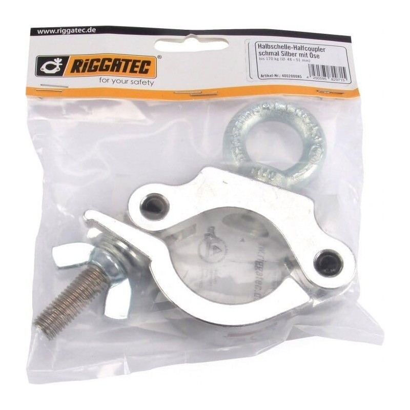 Riggatec half clamp - Half coupler silver, 48-51 mm.