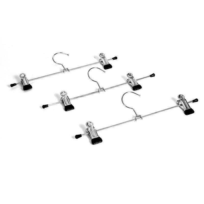 Trouser Hangers Metal Hanger with Metal Clips Black Pack of