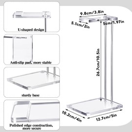 Xuhal Acrylic Headphone Stand Headset Holder for Desk, Clear Acrylic Gaming Headset Stand Universal Headphone Holder for Desktop Display Office Accessories, with Metal Hardware(Rectangle)