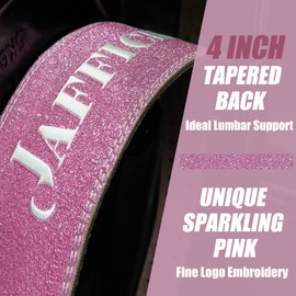 Jaffick Weight Lifting Belt For Ladies (4" Wide) Sparkling Pink embroidery Leather Gym Belts Lower Waist Back Support For Women Fitness Squat Deadlift Cross Training Gym Powerlifting Workout