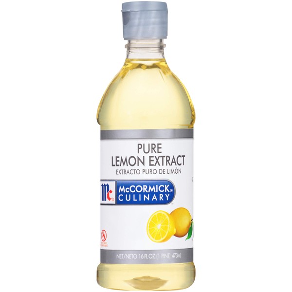 McCormick Culinary Pure Lemon Extract, 16 fl oz - One 16 Fluid Ounce Bottle of Lemon Flavoring Extract, Great for Subtle Lemony Flavors to Glazes and Fillings Such as Mousses and Custards