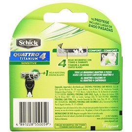 Schick Quattro Cartuchos para Rastrillos de Hombre 4 pzs