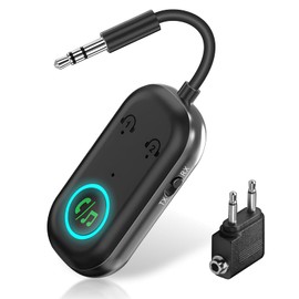 Bluetooth Transmitter Receiver, Dual Pairing Aux Wireless Adapter Bluetooth 5.3 Compatible with 2 AirPods & Wireless Headphones for TV, Airplane, Headphone, Airpods, Speaker, Car