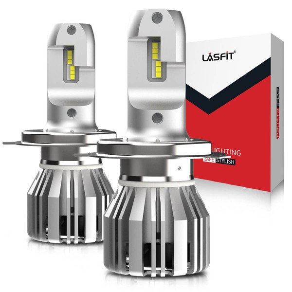 LASFIT H4 9003 HB2 LED Bulbs, 300% Brighter 6000K 5000LM