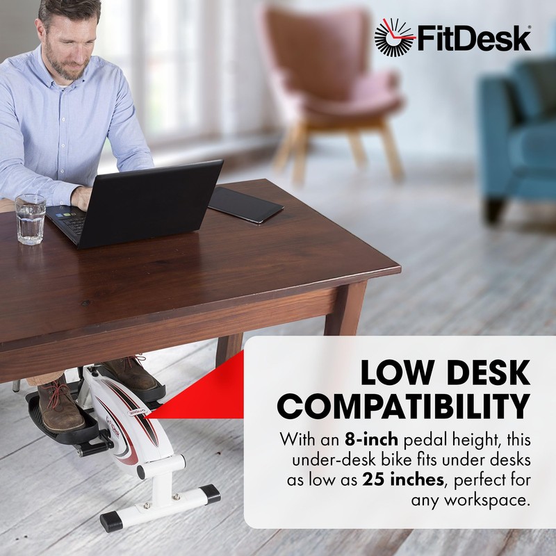 FitDesk Mini Elliptical Machine, Compact Under Desk Cycle for Home