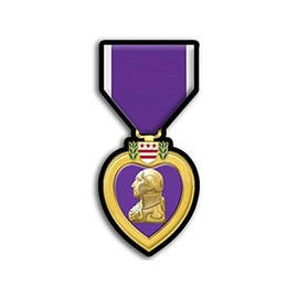 Purple Heart Medal Sticker (Wounded in Armed Services Vinyl, Honor Our Veterans Who Sacrificed Military Decal for Cars, Trucks, Laptops, and Water Bottles, Made in The USA (3 x 6 inch)