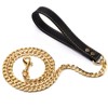 4ft Fully Welded Gold Dog Leash with Leather Handle,18K Gold