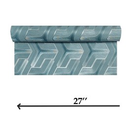 Zambaiti Parati Silver Teal Metallic Faux Fabric Trellis line Heavy Textured Geometric Wallpaper
