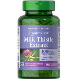 Puritan's Pride Milk Thistle 4:1 Extract 1000 mg (Silymarin) 180 Softgels Concentrated Extract