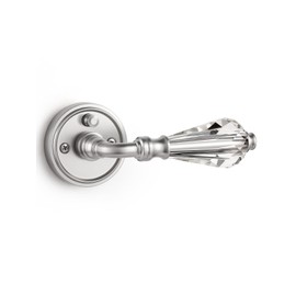 SORWDUERM 1 Pack Brushed Nickel Glass Door Lever Privacy Crystal Door Levers Satin Nickel Door Lever Interior Door Handle for Bedroom and Bathroom,Zinc Alloy