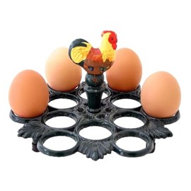 Hardware For You Ltd Cast Iron Rooster Egg Kitchen Storage Holder for 12 Eggs Gift