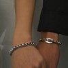 SDA Stainless Steel Beaded Bracelet, Waterproof (Silver, 20cm)