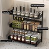 3-Tier Spice Rack Organizer with Knife Holder, Black Metal Counter