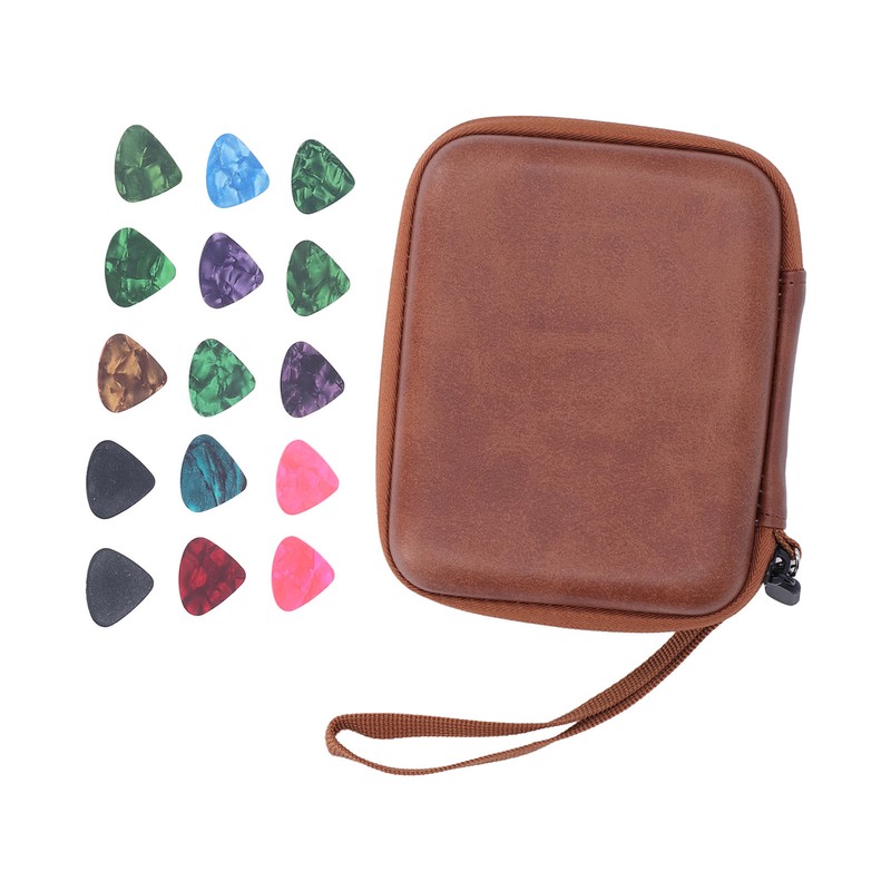 Guitar Pick Bag Set Celluloid Picks Storage Pouch Holder Case