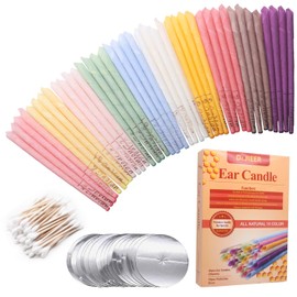 40 candele per orecchie, candele per cerume, candele coniche, rimozione del cerume, bombola di gas organica atossica, candela conica con 20 dischi protettivi (10 colori)