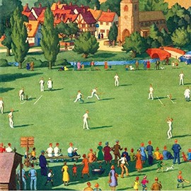 Stunning Artistic Male Blank Greeting Card From the Classics Range - Cricket on the Village Green - Greeting Card For Him - Suitable For Birthdays, Anniversaries and Other Occasions (MG-347592KZH)