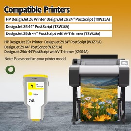 746 Ink Cartridge Yellow 300-ml Replacement for HP 746 Ink Cartridge P2V79A DesignJet 746 Ink for DesignJet Z6 & Z9+ Large Format Printers