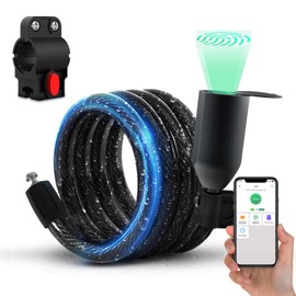 Bicycle Lock with Fingerprint, Eseesmart Cable Lock with Fingerprint App, Bicycle Lock Long 1500 mm/12 mm, Waterproof, High Security for Bicycle, Tricycle, Scooter, Bike, Scooter