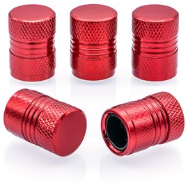 MEAJOO 5PCS Tire Valve Stem Caps, with Plastic Liner, Dustproof, Airtight Seal, Light-Weight, Universal Tire Valve Stem Covers for Cars, SUV, Trucks, Bikes, Motorcycles, Bicycles(Red)