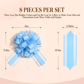Wmbzxh 8 Pcs Large Pull Bows for Gift Wrapping, Party Wedding Ribbon Bows for Wrapping Boxes, Flower Decorations, Gift Baskets Decorations (6 inches - Blue)