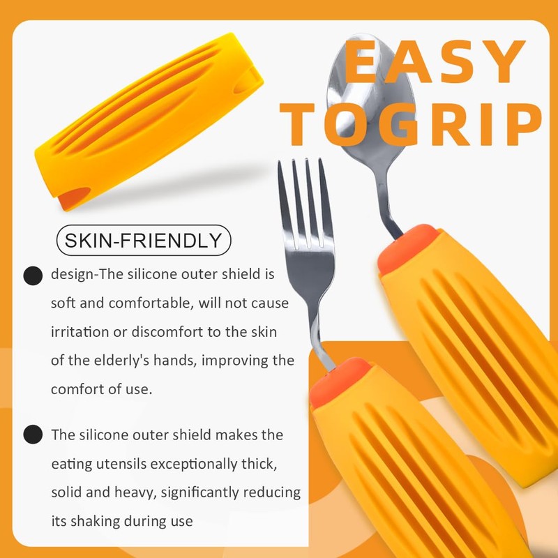 Thick Solid Weighted and Adaptive Cutlery Set, Non-Slip Dinner Spoon