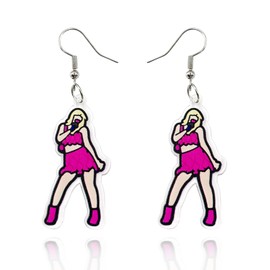 Pink Heart Earrings, Acrylic Lover Heart Dangle Earrings Pink Earrings for Women Hoop Earrings Jewelry for Fans (girl 04)