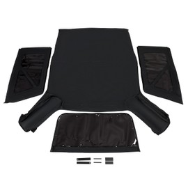 HECASA Soft Top Replacement Compatible with 2007-2018 Jeep Wrangler 2 Door Models w/Removable Side Back Window Black