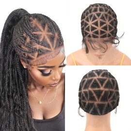 OTO BELLA Braided Wig Cap with Baby Hair for Crochet Braids - Glueless Double Full HD Lace Wig Cap for Black Women (99-Triangel Sections)