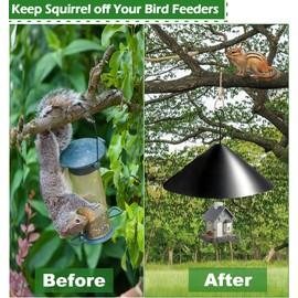 Fandature 19 Inch PP Squirrel Proof Baffle for Protecting Outside Pole Bird Feeders and Bird Houses, Hang Mount Raccoon and Squirrel Guard Stopper for Shepherd Hooks - Black, 2 Pack