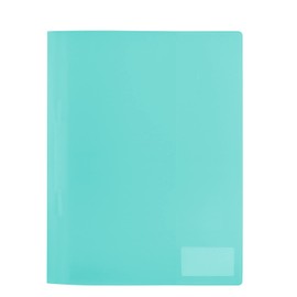 HERMA 19497 File Folder A4 Translucent Turquoise, Pack of 3, Plastic Folder with Labelling Label, Slip Pocket & Metal Stapling Tongue, Sturdy Plastic File Folder Set for School and Office
