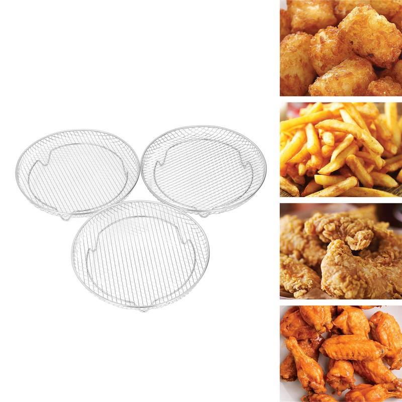3PCS Fryer Rack Set Stainless Steel Round Stackable Multi Layer