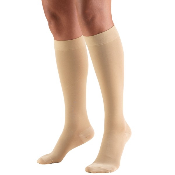 Truform Short Length, 30-40 Mmhg Compression Stockings For Men And Women, Reduced Closed Toe Beige, Medical Support Hose Unisex Adult, Small Short Length