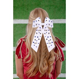 Football Hair Bow -Red Black White Football Mom Cheer Bow Game Day Football Team Spirit Ribbon Bow Barrette Hair Clip Accessories Game Day Outfit for Women