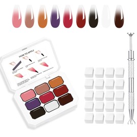 AIJIMEI Ombre Gel, Gradient Painting Gel, Ombre Gel Nail Polish, Including 100 Nail Sponges And Grabbing Pen Suitable For Salons And Family DIY (A3)