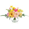 Artificial Flowers Centerpieces in Glass Vase with Fake Water, Silk