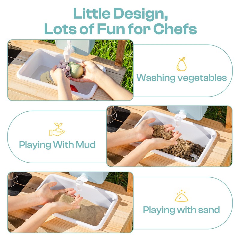 ROBUD Wooden Outdoor Play Kitchen for Kids – Mud Kitchen