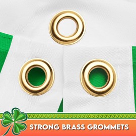 G128 Ireland Irish Shamrock Pleated Fan Flag | 3x6 Ft | Printed 150D Polyester | St. Patrick's Day Decor, Indoor/Outdoor, Vibrant Colors, Brass Grommets