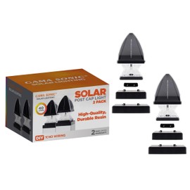 Gama Sonic Solar Post Cap Light, 40 Lumen Outdoor Lamp, Weatherproof Resin, Bright or Warm White, 4x4 or 5x5 Inch Mount for Deck or Fence (Black, 2 Pack) 143iP2900KIT