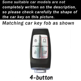 ontto 4-button Key Fob Case Leather Key Bag Fit for Hyundai Genesis G70 G80 G90 GV70 GV80 GV90 2021-up Car Accessories, Blue