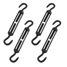 Nicerity 4 Pcs M5 Adjustable Hook and Eye Turnbuckle Black 304 Stainless Steel Wire Rope Tensioner for Sun Shade Tent Hardware Picture Hanging Cable Tightening