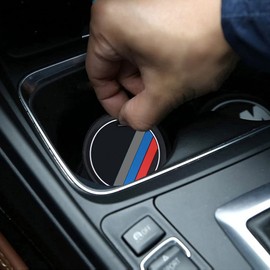 Set of 2 Line Car Interior Accessories Anti-Slip Coasters for 1 3 5 7 Series F30 F35 320li 316i X1 X3 X4 X5 X6 (Diameter 2.9 inches (74 mm)