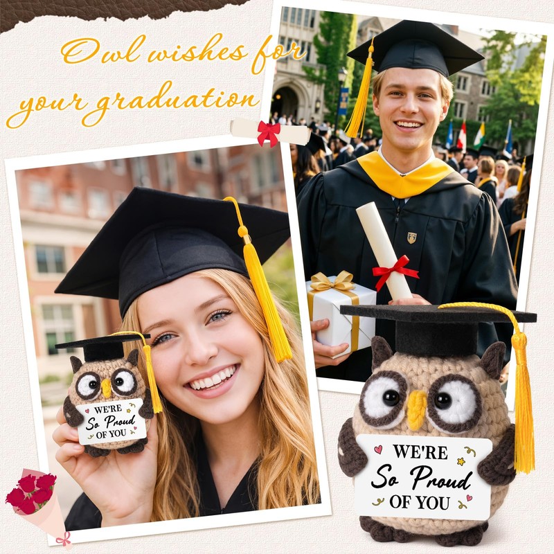 Graduation Gifts 2026, Crochet Owl with Grad Cap & Proud