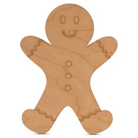 Gingerbread Man Ornament 8-inch, Pack of 3 Small Wood Cutouts for Crafts & Christmas Bulletin Board Decorations, by Woodpeckers
