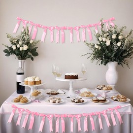2 PCS Schleife Geburtstagsbanner Rosa Bogen Girlande Bögen Dekor Bogen Banner Girlande für Geburtstag Braut Dusche Bachelorette BabyDusche