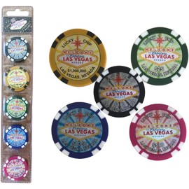 Las Vegas Poker Chip Refrigerator Magnets Set of 5 - Multicolor Pack - Gift Set