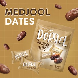 DORREL - Medjool Dates, Individually Wrapped Snacks for High Energy, Nutritious Snack, Delicious, Kosher & Non-GMO Dates Individually Packaged for Convenient Handling, Pack of 1, 8.8 oz / 250 g