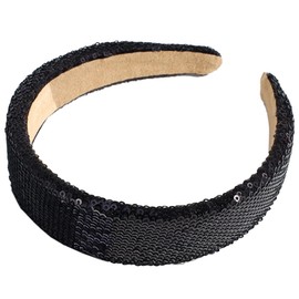 Women's Glitter Headband Colourful Sequins Headband Wide Retro Padded Hair Band Elastic Hair Bands Elegant Daily Accessory for Women Wedding Christmas Party Black