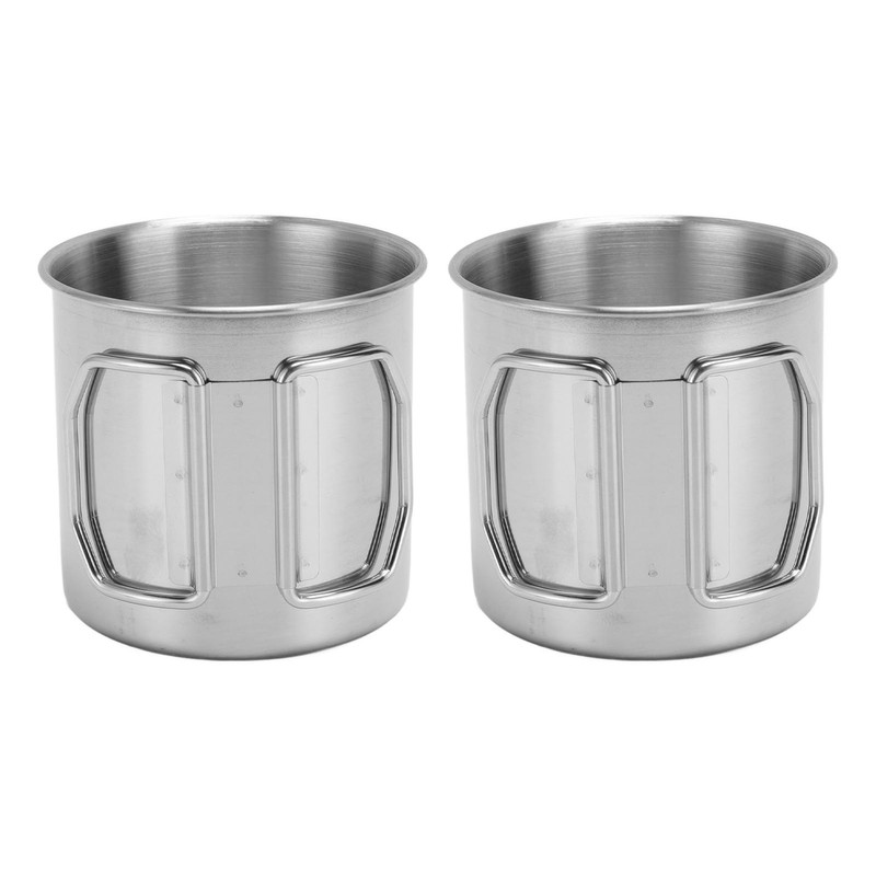 Outdoor Water Cup Foldable Handle Portable 304 Stainless Steel Mug